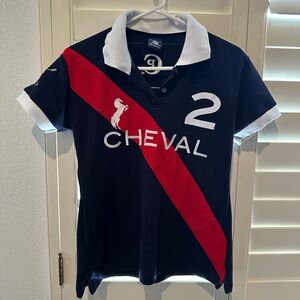 Equestrian Polo Shirt - Navy and Red